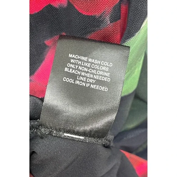 Johnny Was NWT Mesh Midi Romantic Boho Dress Rosa Floral Red Pink Black Small - Picture 11 of 11